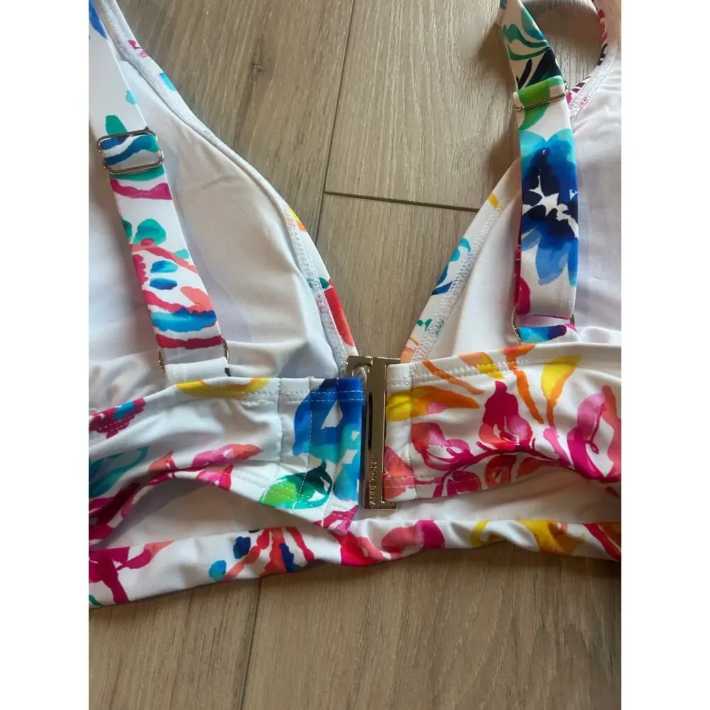 Anne Cole Women's Watercolor Paisley Shirred Bikini Top NWT Size Small